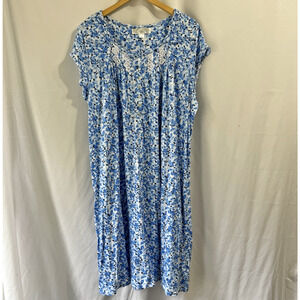 Eileen West XL Cap Sleeve Gown Blue Floral Womens Pajama Nightgown Cottagecore